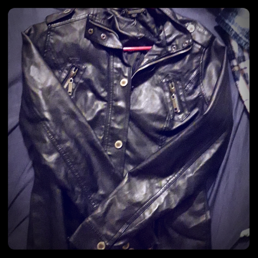 Black vegan leather jacket